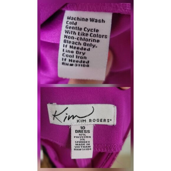 KIM ROGERS Sleeveless Magenta Midi Dress With Open Back & Pleated Skirt US 10 - Picture 9 of 9